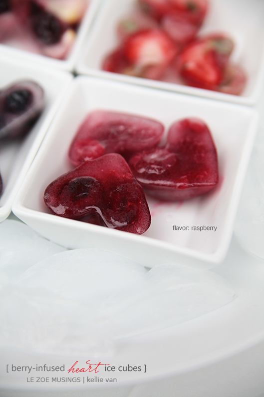 berry infused heart ice cubes5