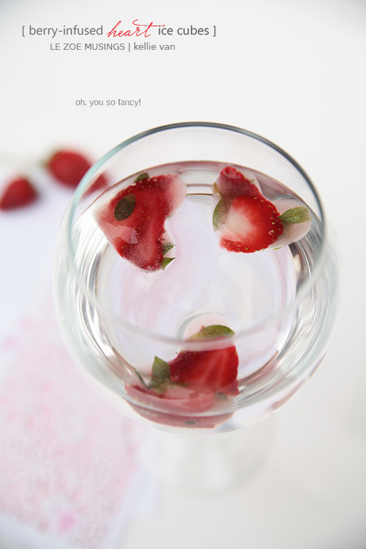 Berry Infused Heart Ice Cubes
