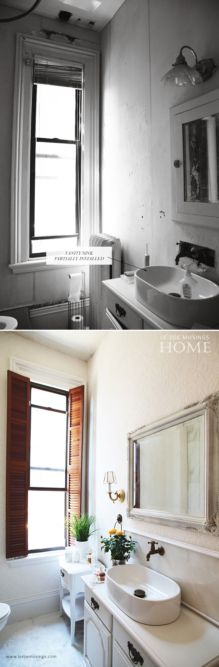 DIY Bathroom Vanity Makeover (using a thrifted hutch) by Le Zoe Musings 2