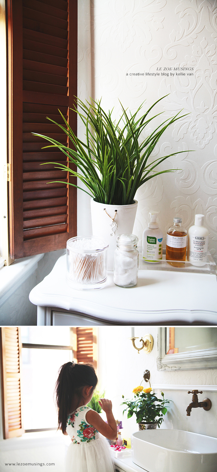 DIY Bathroom Vanity Makeover (using a thrifted hutch) by Le Zoe Musings 7