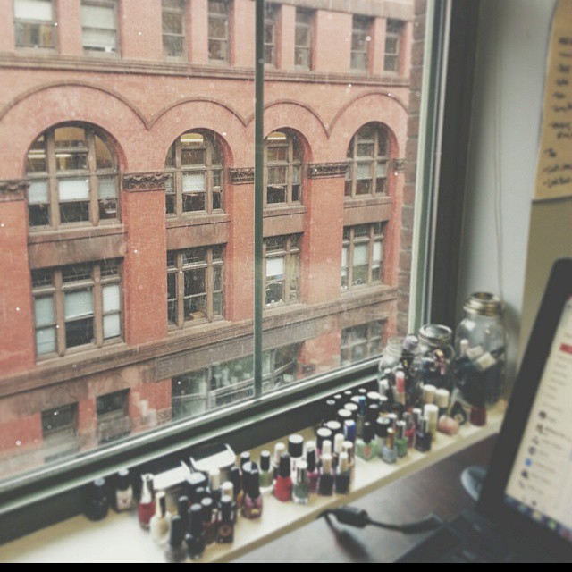 View outside my office window... It's snowing! So romantic and cozy with my hot cup of tea and coconut buttercream frosting candle.